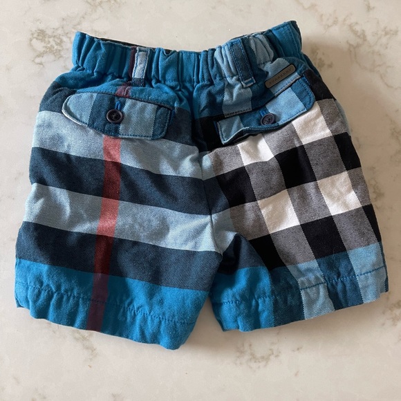 Burberry Children Shorts 6 month Blue Check Plaid - Picture 2 of 5